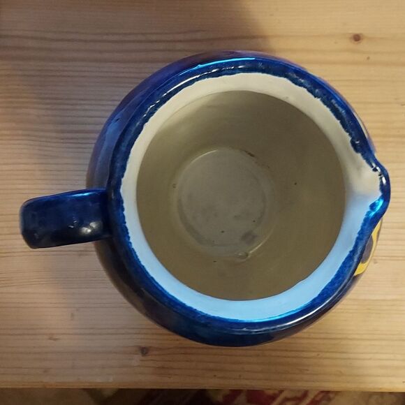 Mexican Blue Pottery Pitcher Jug Talavera Amora signed Vintage - Picture 12 of 16